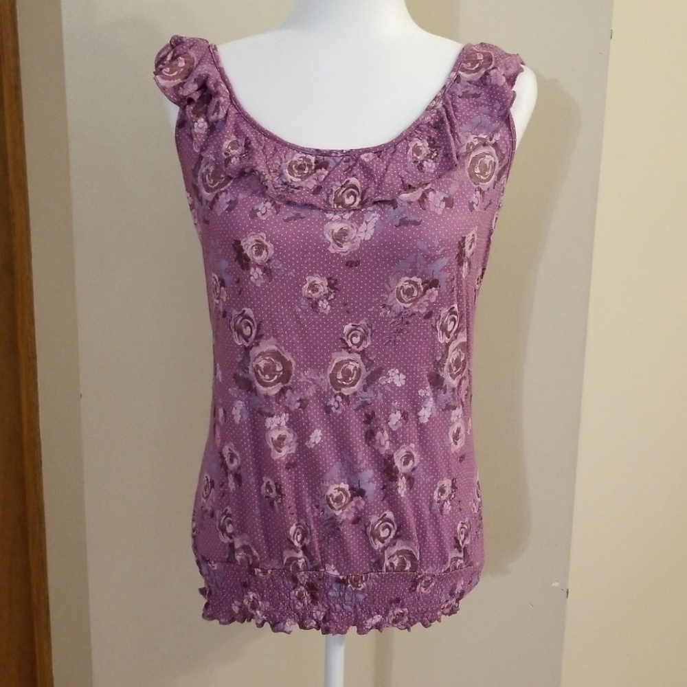 Purple floral print tank top